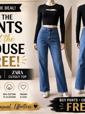 Old Navy High Rise Jeans Size 8 + Zara Black Cutout Top Size S Trendy Outfit